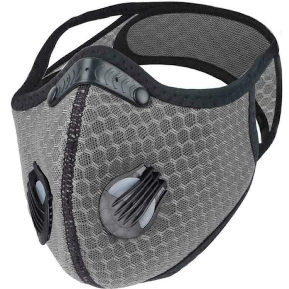 Face Sports Mask Gray with Active Carbon Filter & Breathing Valves - Picture 7 of 8